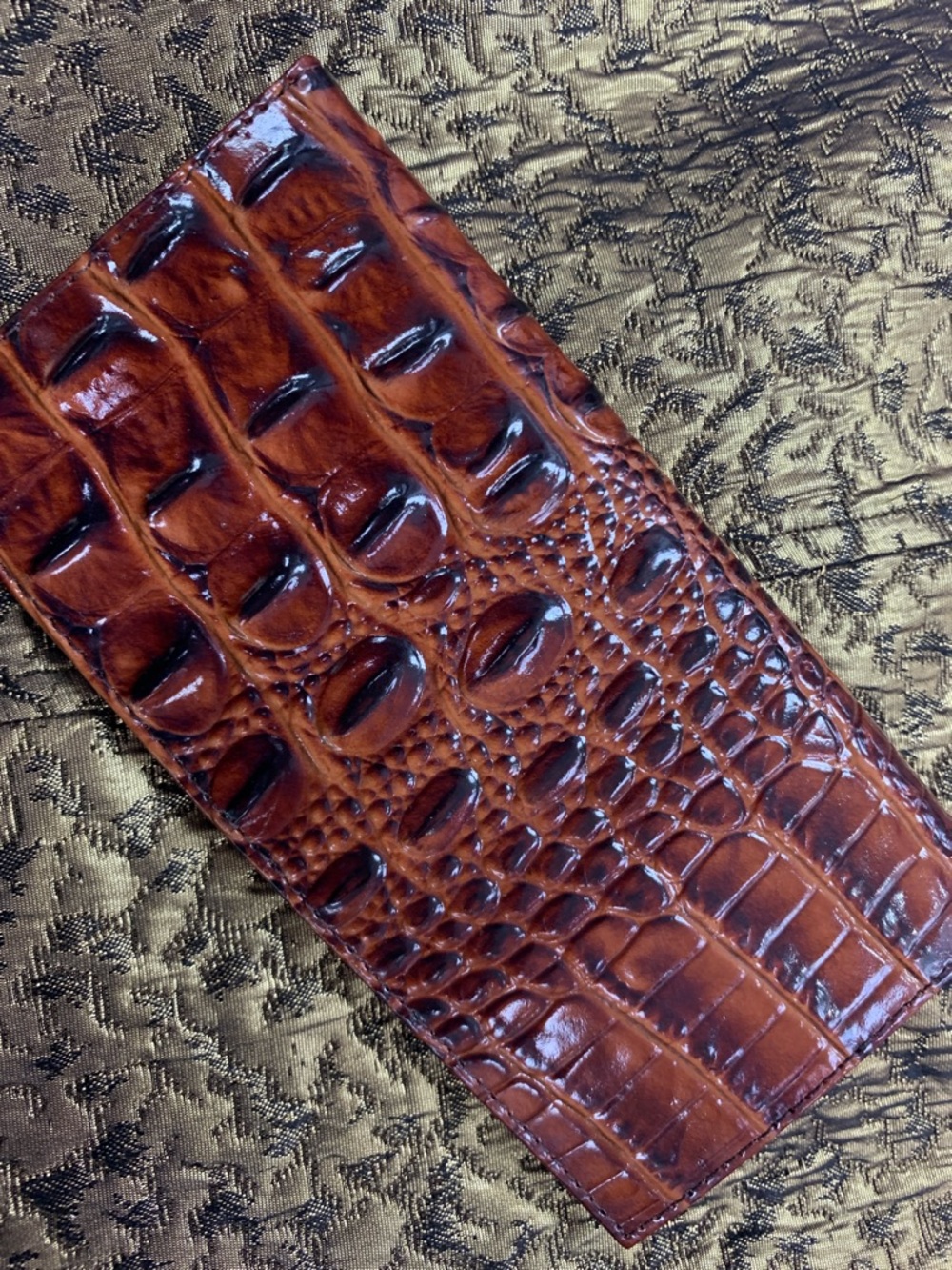 Brahmin Croc-Embossed Leather Card Holder - Brown